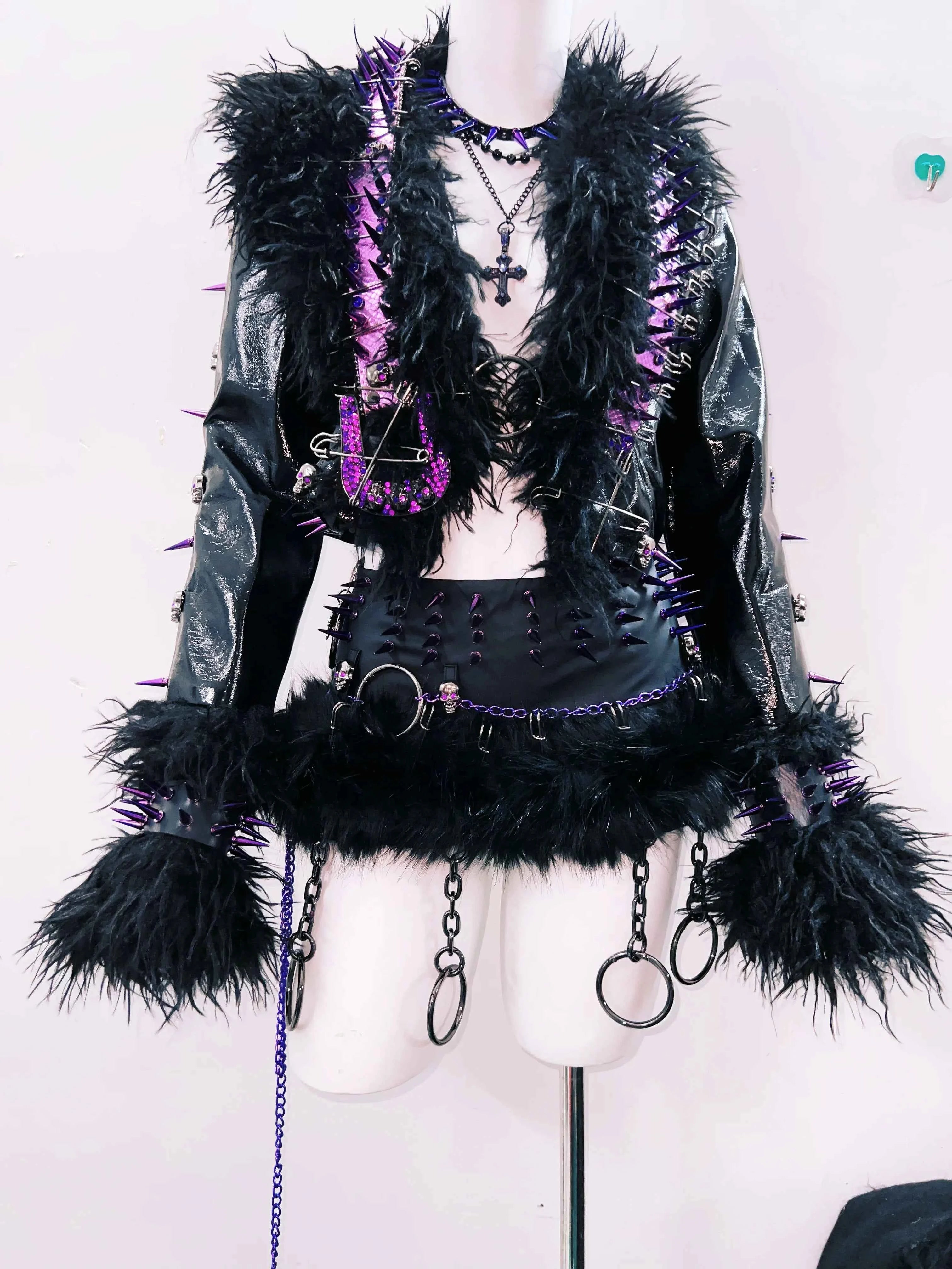 rivet Leather jacket Skull Leather jacket Gothic Leather jacket y2k Leather jacket Harajuku Leather jacket Unique Leather jacket