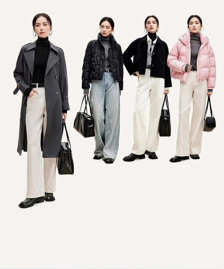 SENTUBILA Women's 100% Wool Long Wrap Coat with Belted Waist