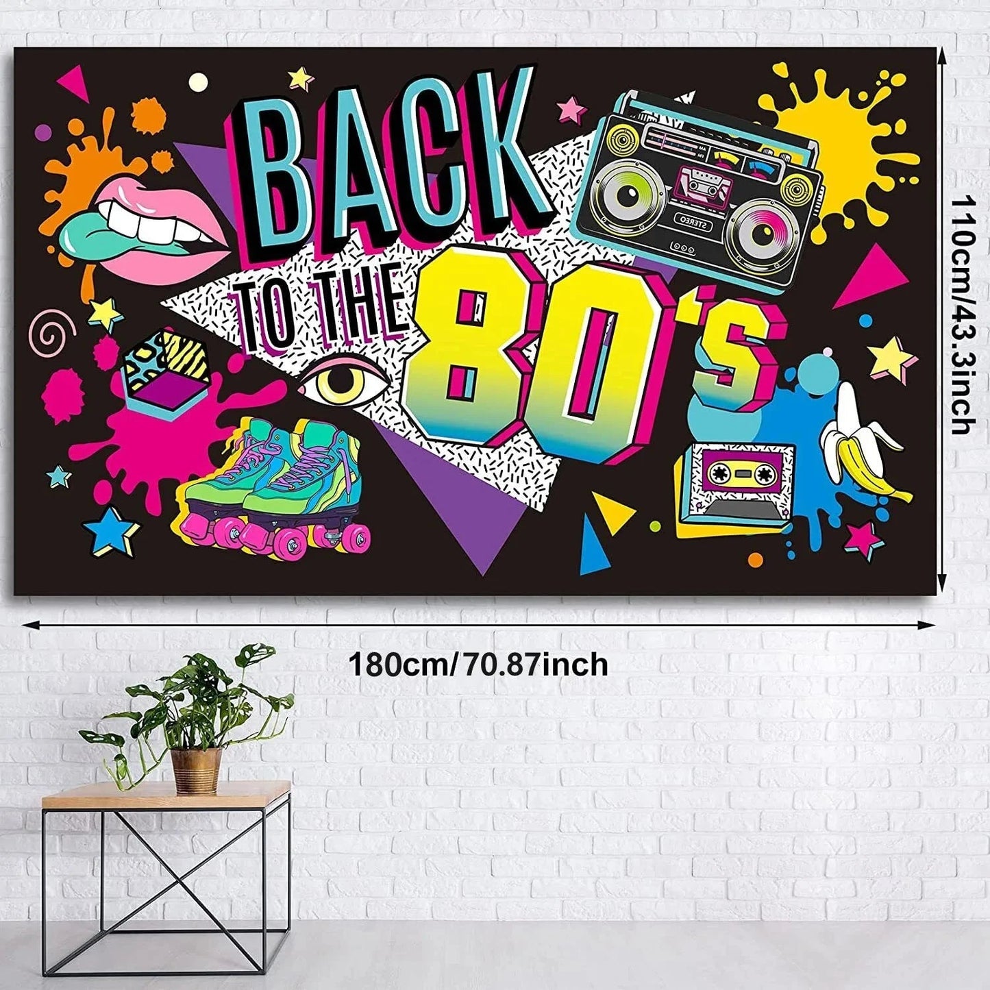 Back To 80'S Backdrop Graffiti Hip Pop Party Disco Music Photo Background Banner Graffiti Back To The 80’S Party Decorations SS69