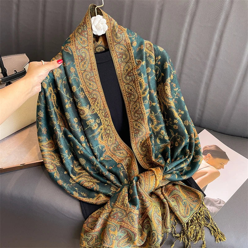 Luxury Brand Autumn Cashmere Pashmina Shawl Lady Wrap Warm Winter Scarves Design Print Female Foulard Cotton Stoles Scarf 2023 SS69