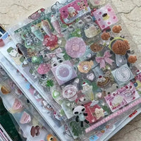 12pcs/10pcs Kawaii Glitter Stickers Transparent Journal Stickers PET Scrapbooking Cut Film Toploader Scrapbooking Deco Home SS69