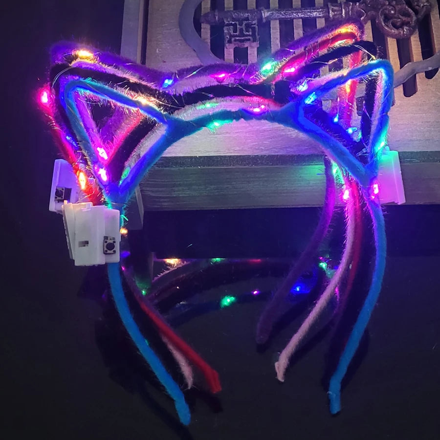 LED Glow Cat & Bunny Ear Headbands - 10/20/30 Pcs