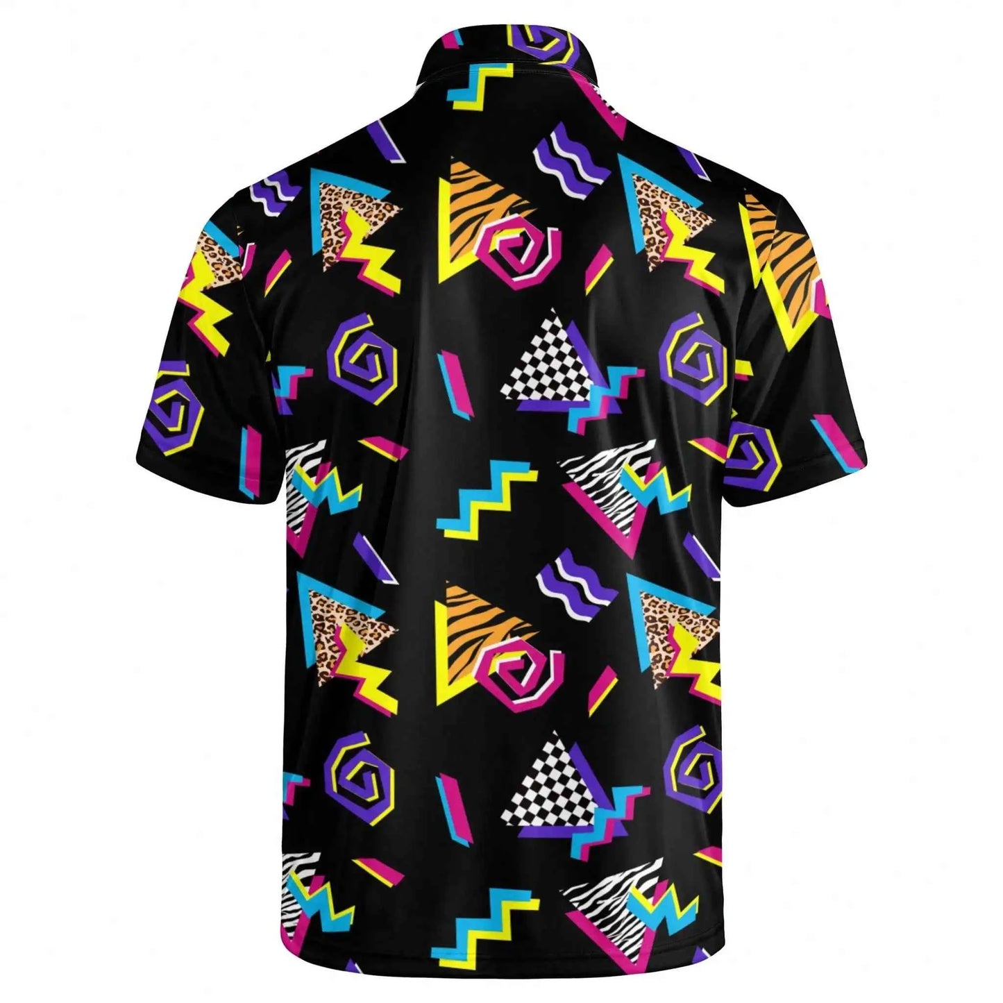 Men's Retro 80s Graphic Print Polo Shirt - Short Sleeve, Breathable Performance Fabric