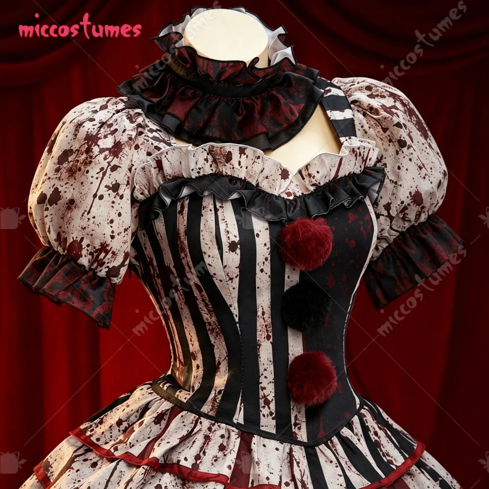 【Ready for Ship】Miccostumes Women's Vintage Dark Clown Dress Set for Halloween Joker Cosplay Costume