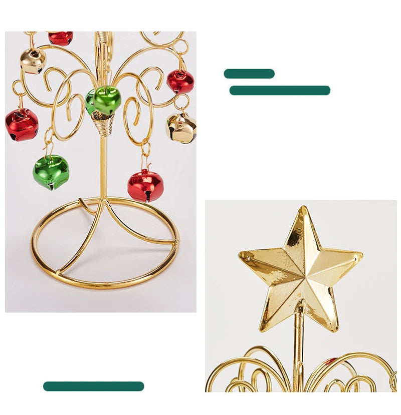 Iron Lace Christmas Tree Mini With Bell Star Desktop Ornament Ornament New Year Christmas Eve Gift Celebrate Party Xmas 2026