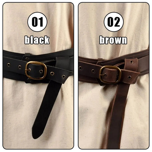SS69 Medieval Viking Waist Belt, Faux Leather Wide Knight Costume Accessory