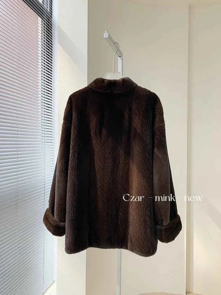 Winter Womens Real Mink Fur Coat High Quality V-neck Fur Jackets for Women New in Outerwears Luxury Clothes 2024 шуба женская