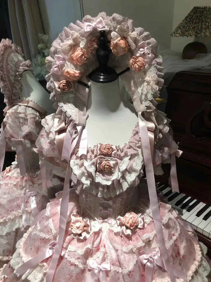 Original Heavy Birthday Party Lolita Puffy Dress Sweet Girls Back Big Bow Tail Vintage High-end Women's Elegant OP Dress