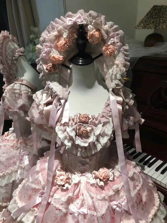 Original Heavy Birthday Party Lolita Puffy Dress Sweet Girls Back Big Bow Tail Vintage High-end Women's Elegant OP Dress