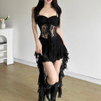 SINGREINY Women Lace Ruffle Sheath Dress