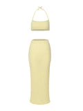 Women Long Skirt 2 Pcs Sets Sexy Strapless Tube Top Bodycon Maxi Skirts Y2k Two Piece Outfit Summer Clothing Beach Wear SS69 15.69 Champagne / XS