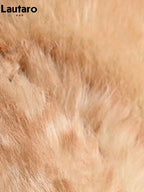 Lautaro Autumn Winter Thick Warm Sweet Cute Lace Patchwork Faux Fur Coat Hoodie Women with Deer Ears Horn Buttons Fluffy Jacket