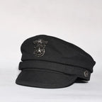 2025 New Navy Peaked Sailor Cap Men Women Summer Beret Hat Male Canvas Grey Eagle Belt Locomotive German Captain Casque