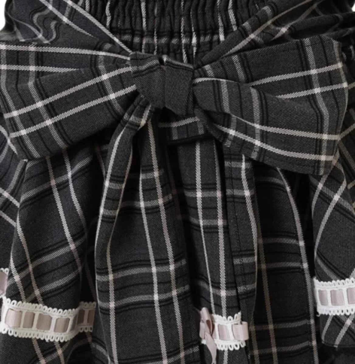 Original Japanese Mines Lolita Strap Skirts Women High Waist and Thin Frilly Pleated Skirt College Style Liz Girl Plaid Skirt