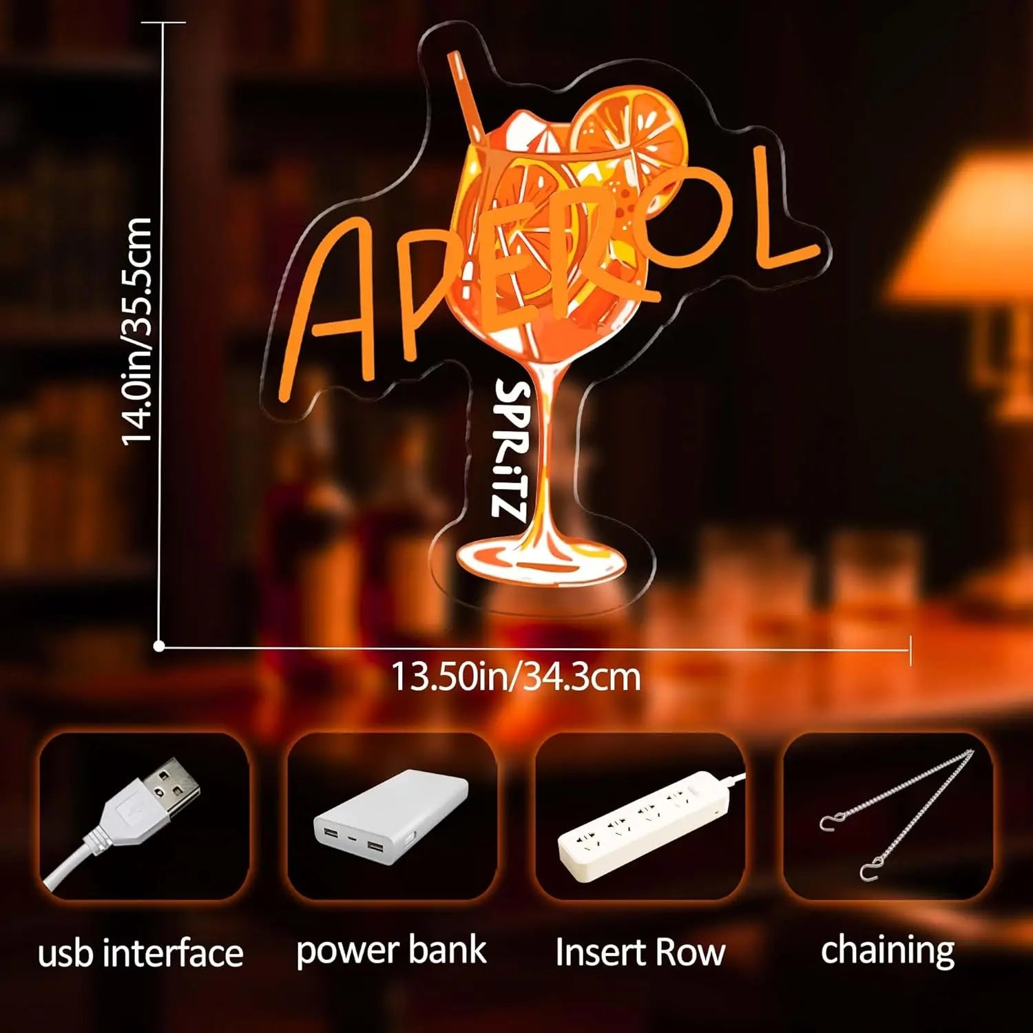 Aperol Spritz LED Neon Sign - Dimmable USB Wall Decor