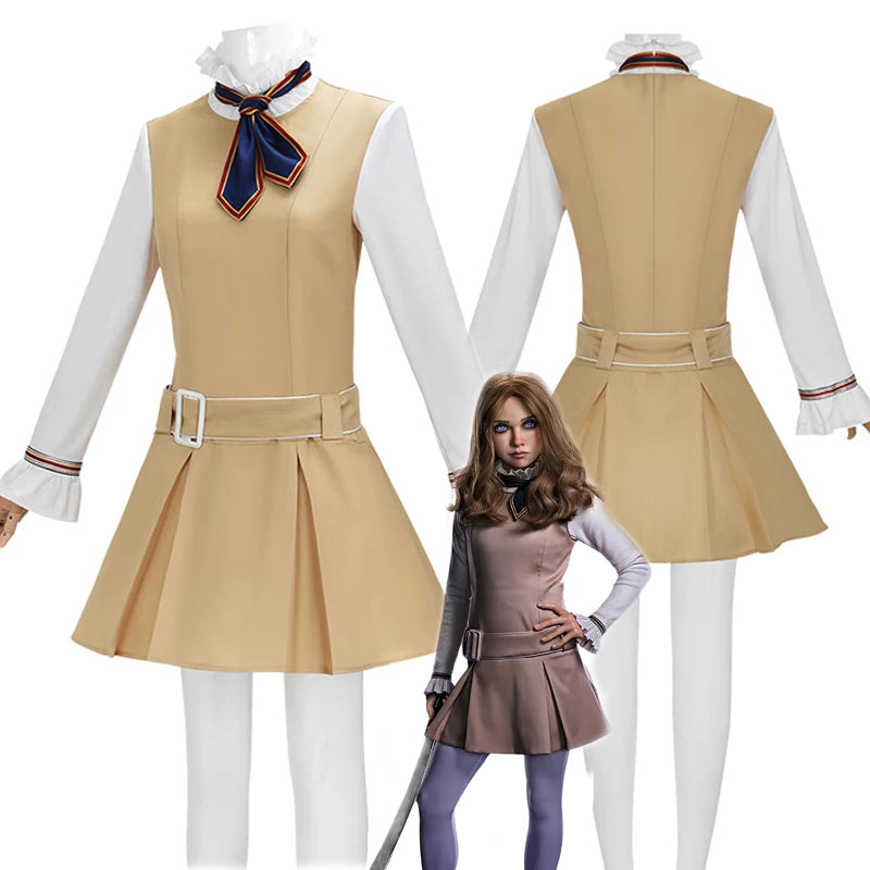 M3GAN 2.0 Megan Cosplay Costume Dress Girls Women Megan Costume Popular Clothes Brown Uniform Dress Set for Adult Comic Con SS69
