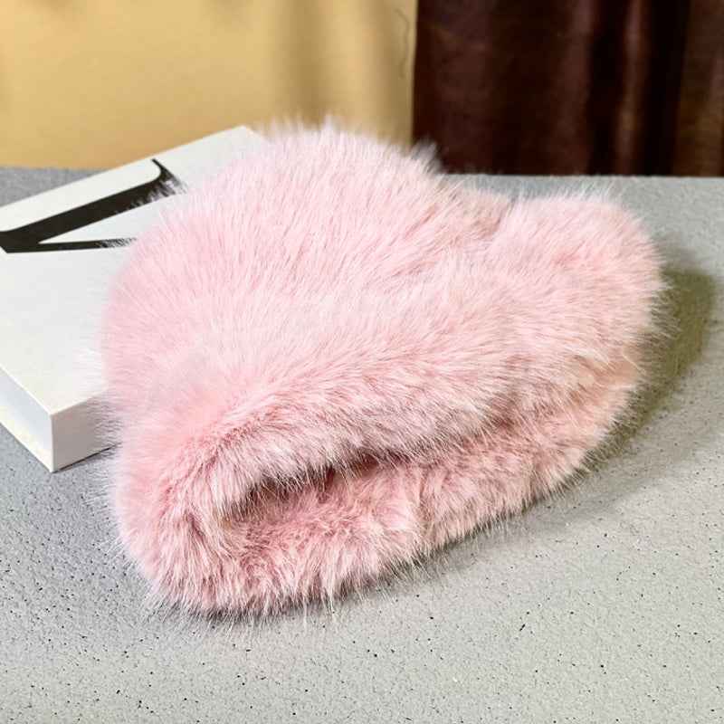 2025 Fluffy Faux Fur Bucket Hats Women Rabbit Fur Warm Thick Plush Winter Hat Lady Fashion Luxury Panama Furry Fisherman Cap Y2k