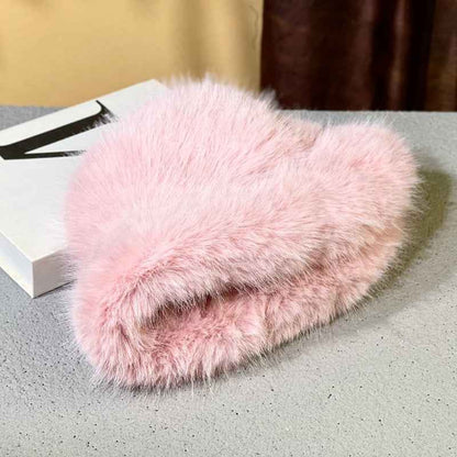 2025 Fluffy Faux Fur Bucket Hats Women Rabbit Fur Warm Thick Plush Winter Hat Lady Fashion Luxury Panama Furry Fisherman Cap Y2k