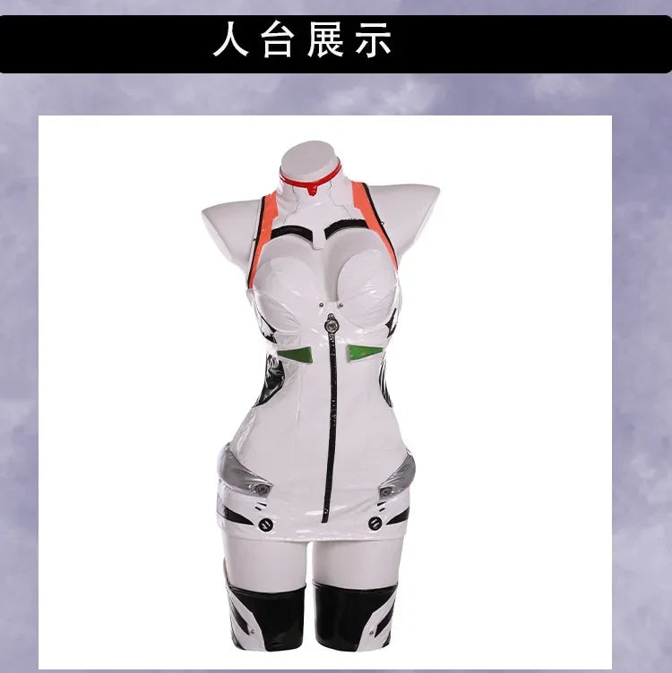 Ayanami Rei Anime Cosplay Costume Set with Shoulder Armor and Wig