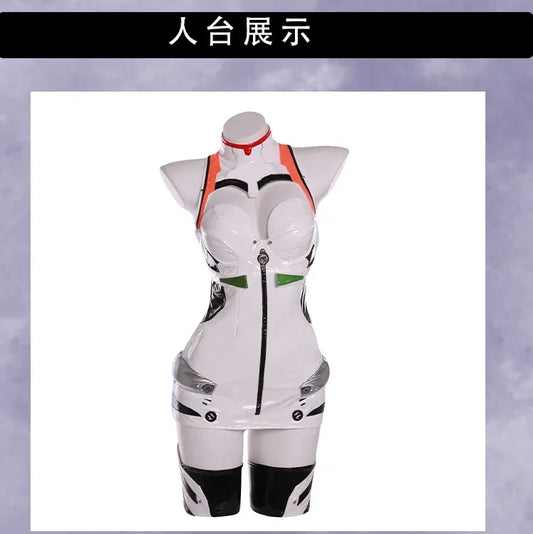 Ayanami Rei Anime Cosplay Costume Set with Shoulder Armor and Wig