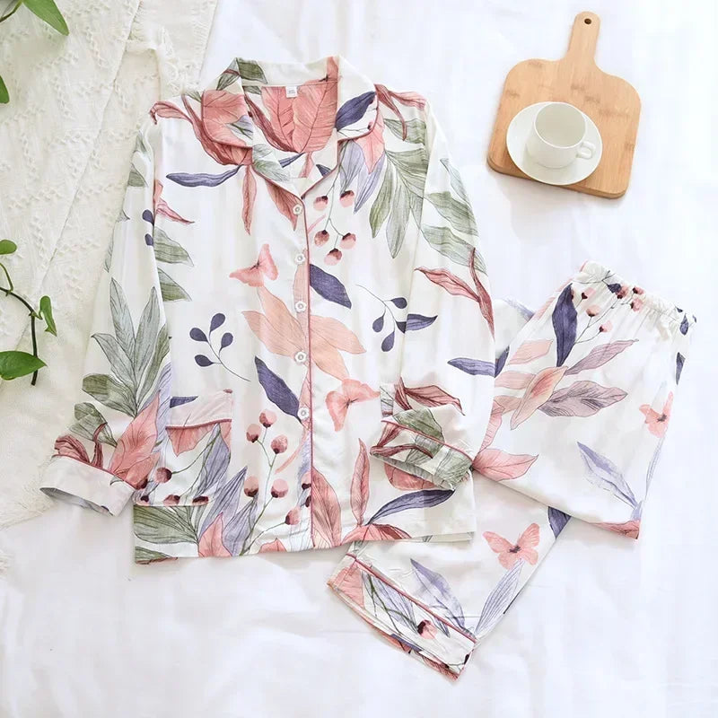 Spring / Summer New 100% viscose long-sleeved trousers pajamas SS69 31.69 Broadleaf / M / CHINA