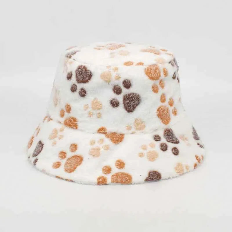 Winter Bucket Hat Women's Fashion Leopard Panama Warm Hats Female Vintage Faux Fur Fisherman Cap Hats For Women Dropshipping