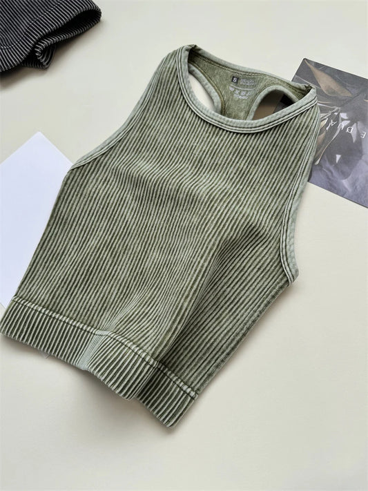 Seamless Yoga Top Fitness Sports  Gym Running Vest  Workout Women Athleisure Sleeveless Crop Top - SS69