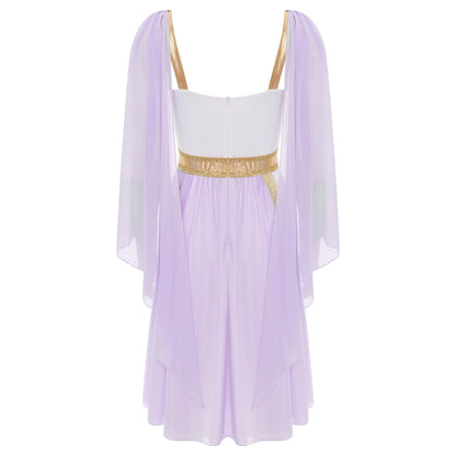 SS69 Women Ancient Greek Goddess Cosplay Costume Chiffon Sleeveless Dress