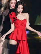 K-pop Jennie Stage Cosplay Outfit Women Red Dress Concert Outfits Festival Women Clothing Secy Performance Costume Dropshipping