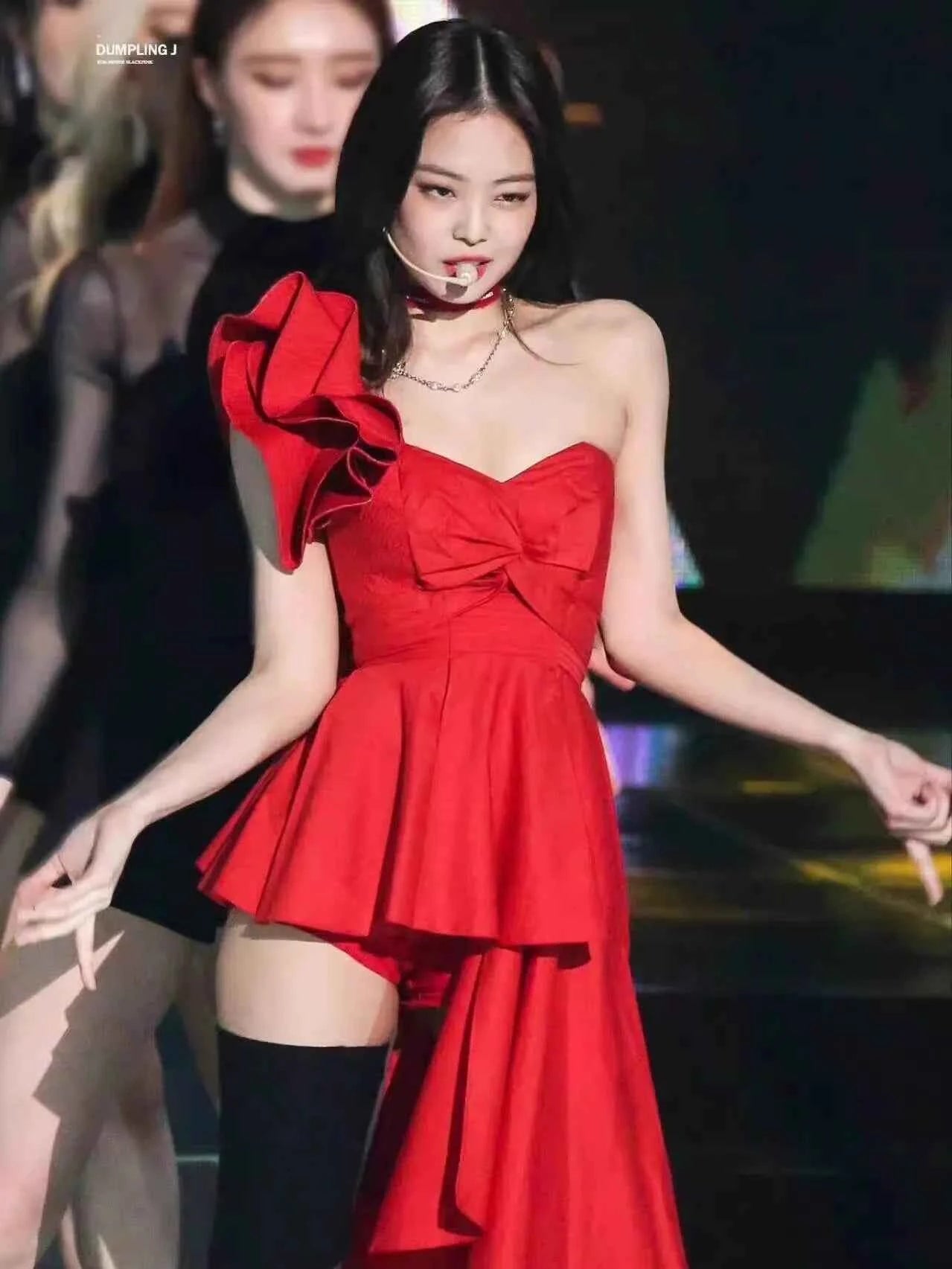 K-pop Jennie Stage Cosplay Outfit Women Red Dress Concert Outfits Festival Women Clothing Secy Performance Costume Dropshipping