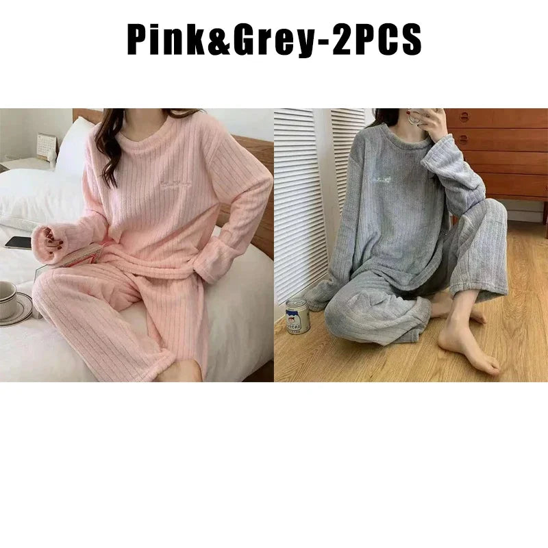 Women's Coral Fleece Pajama Set - Cozy Winter Loungewear