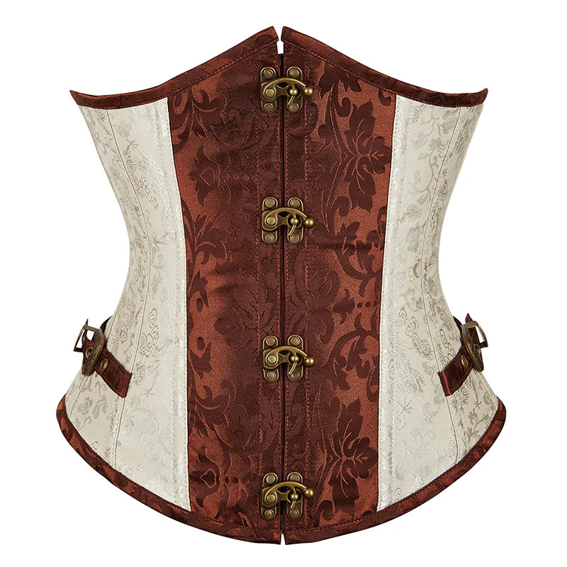 Women's Jacquard Underbust Corset Belt with Lace-Up Front