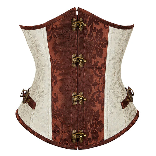 SS69 Women's Jacquard Underbust Corset Belt, Vintage Steampunk Lace-Up Top