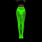 Women Glow in The Dark Fishnet Tight Rose Pattern Fishnet Tights Luminous Fishnet Halloween Party Festive Dress Up SS69