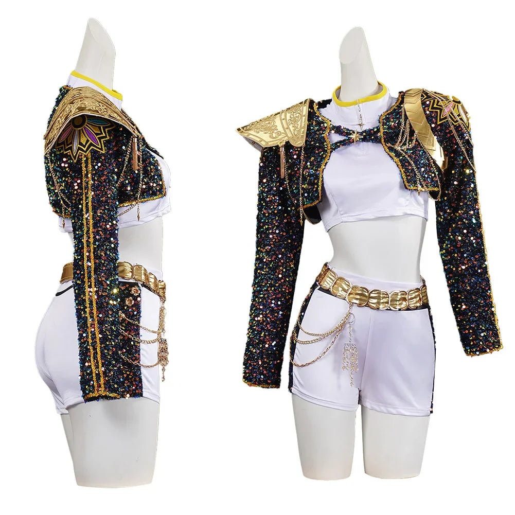 Black Golden Costume Set Cute Dress Up Outfit Halloween Party Cosplay Roleplay Uniform Performance Birthday Fancy Dress