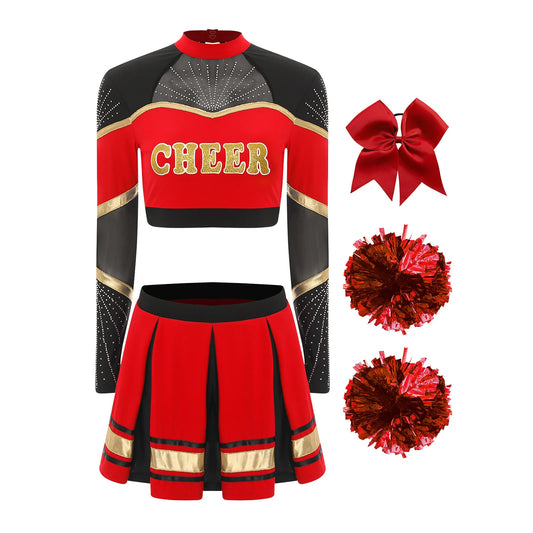 SS69 Women Cheerleading Performance Costume Set with Crop Top and Skirt