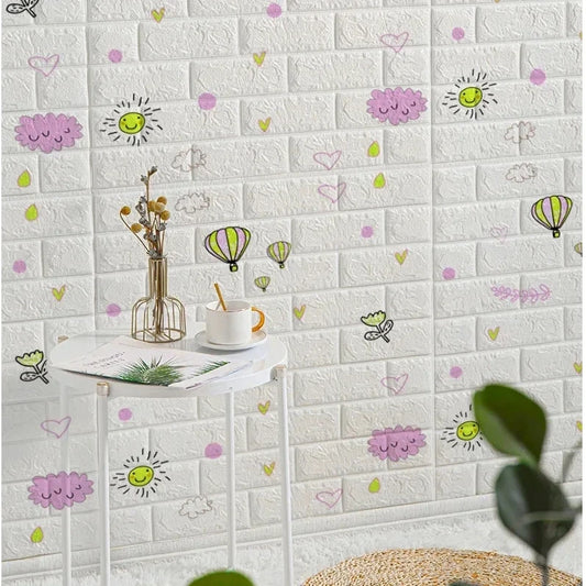 SS69 3D Self-Adhesive Foam Brick Wallpaper Waterproof Continuous Wall Sticker