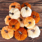12pcs Pumpkin Decor Velvet Artificial Pumpkin Fall Pumpkin Decor For Autumn Thanksgiving Harvest Festival Halloween Decoration