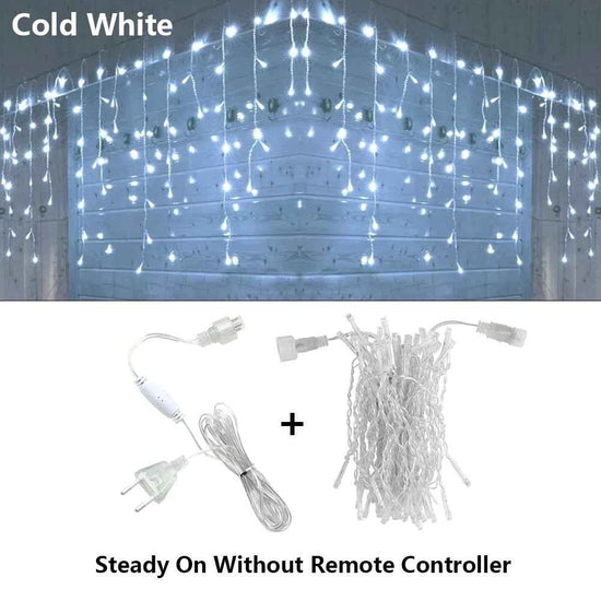 3.5M-40M LED Icicle Curtain String Fairy Lights Garland Outdoor Christmas Lights New Year Birthday Wedding Street Holiday Decor