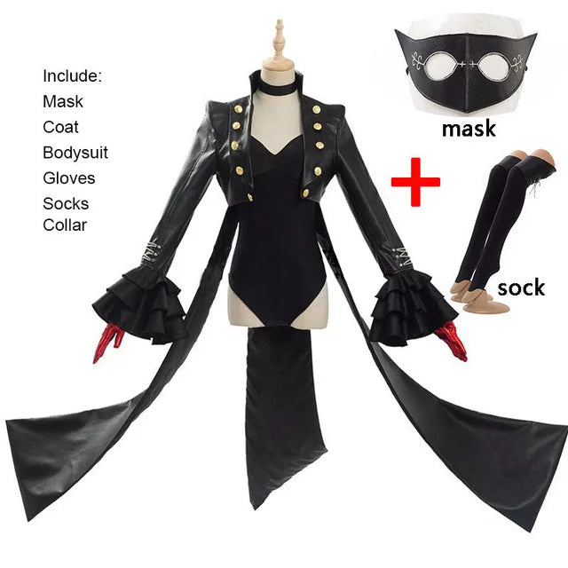 Persona 5 The Royal Yoshizawa Kasumi Cosplay Costume Phantom Thief Uniform Suit Bodysuit and Mask P5R Violet Wig Headgear - SS69