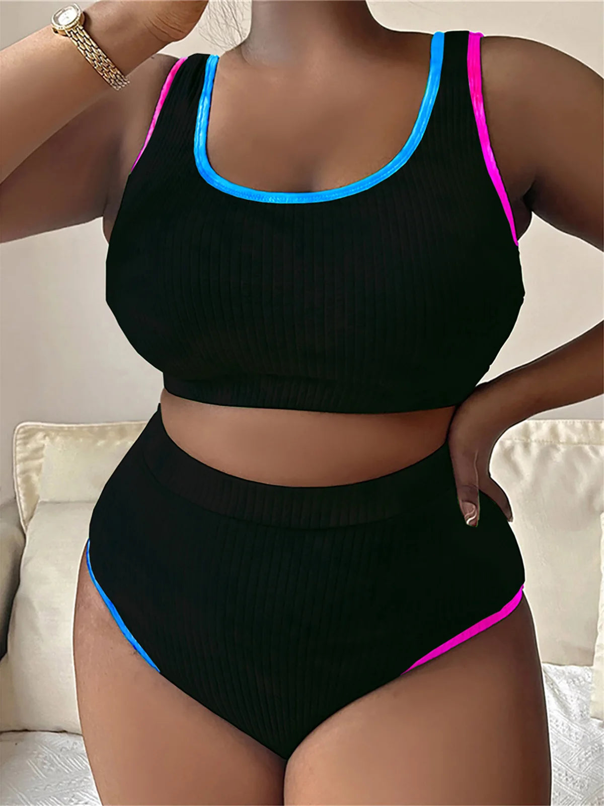 0XL - 4XL New Tie Dye Bikini Large Size Swimwear Plus Size Women Swimsuit Female Two-pieces Bikini set Bather Bathing Suit V5948 SS69 21.69 black / 3XL