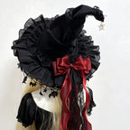 Fashion Halloween Witch Hat Gothic Dark Wizard Cap Lolita Cosplay Accessories Costume Headwear Party Photo Prop Festival Gift