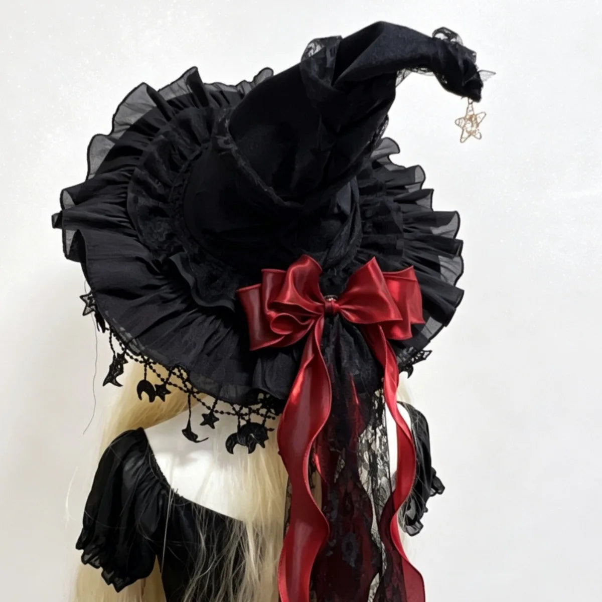 Fashion Halloween Witch Hat Gothic Dark Wizard Cap Lolita Cosplay Accessories Costume Headwear Party Photo Prop Festival Gift