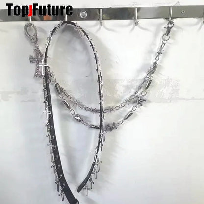 Women Girl HAND MAKE Gothic Lolita Punk Harajuku bling bling skull laziness belt waist belt  Lolita cosplay party belt gift SS69