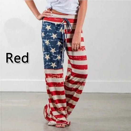 Plus Size Women S-8XL Fashion Casual Loose Stretch Printing Drawstring  Lounge Pants Pajama Long Wide Leg Pants