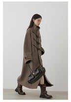 CHIC VEN Women Long Woolen Coats Single Breasted Loose Stand Collar Cow Horn Buttoned Office Ladies Overcoat Autumn Winter 2026
