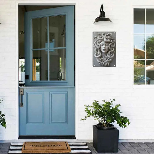 A 2D Metal Wall Decoration Featuring a Medusa Theme, Suitable for Homes, Bars, Offices, And Living Rooms - a Vintage-Style