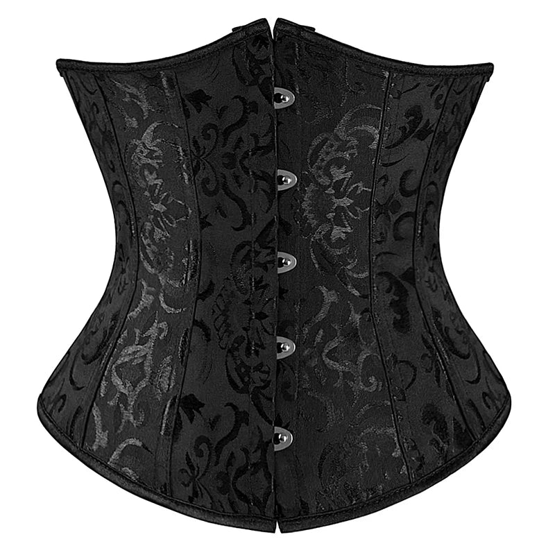 Women's Jacquard Underbust Corset Belt with Lace-Up Front