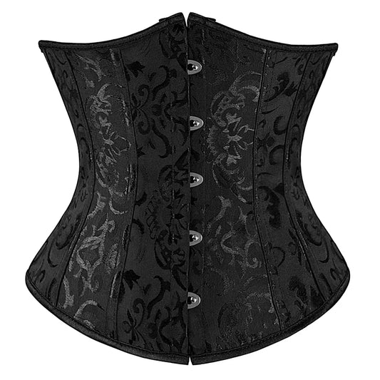 SS69 Women's Jacquard Underbust Corset Belt, Vintage Steampunk Lace-Up Top