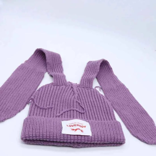 Long fox Ears Knitted Hat Men Women Rabbit Ear Warm Crochet Beanies Kpop Hip Hop Hat Winter Skullies Cap Y2k Christmas Gifty